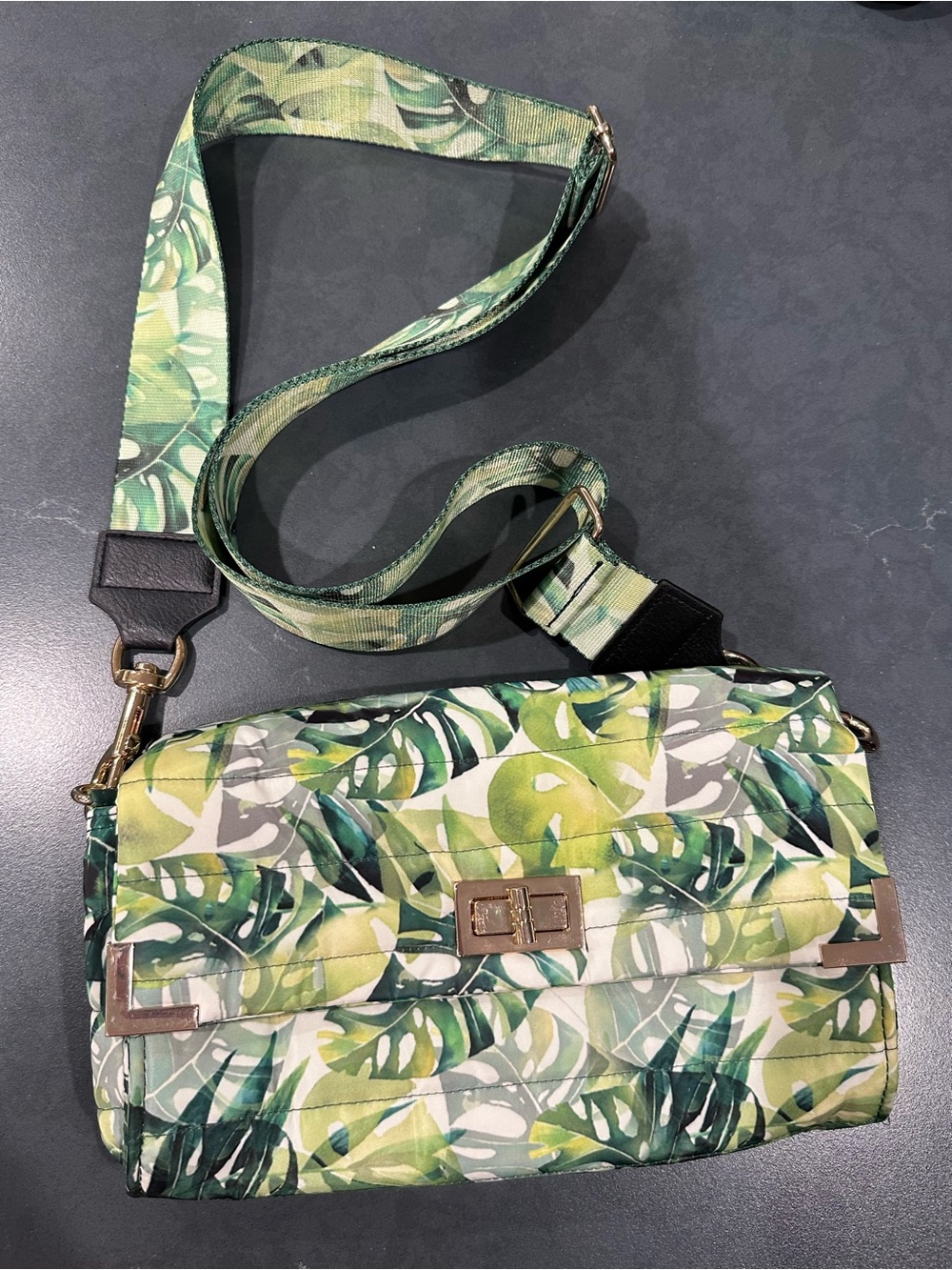 Think Royln Life On The Fly Monstera Print Crossbody Bag
